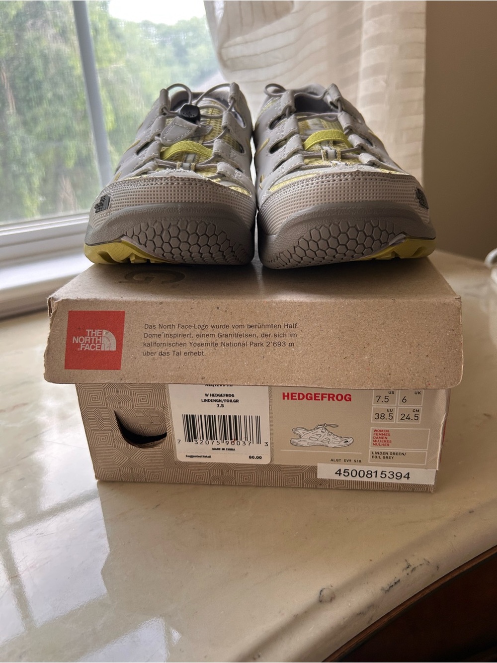 The North Face Women's Hedgefrog Slip-On Shoes in Light Gray and Yellow